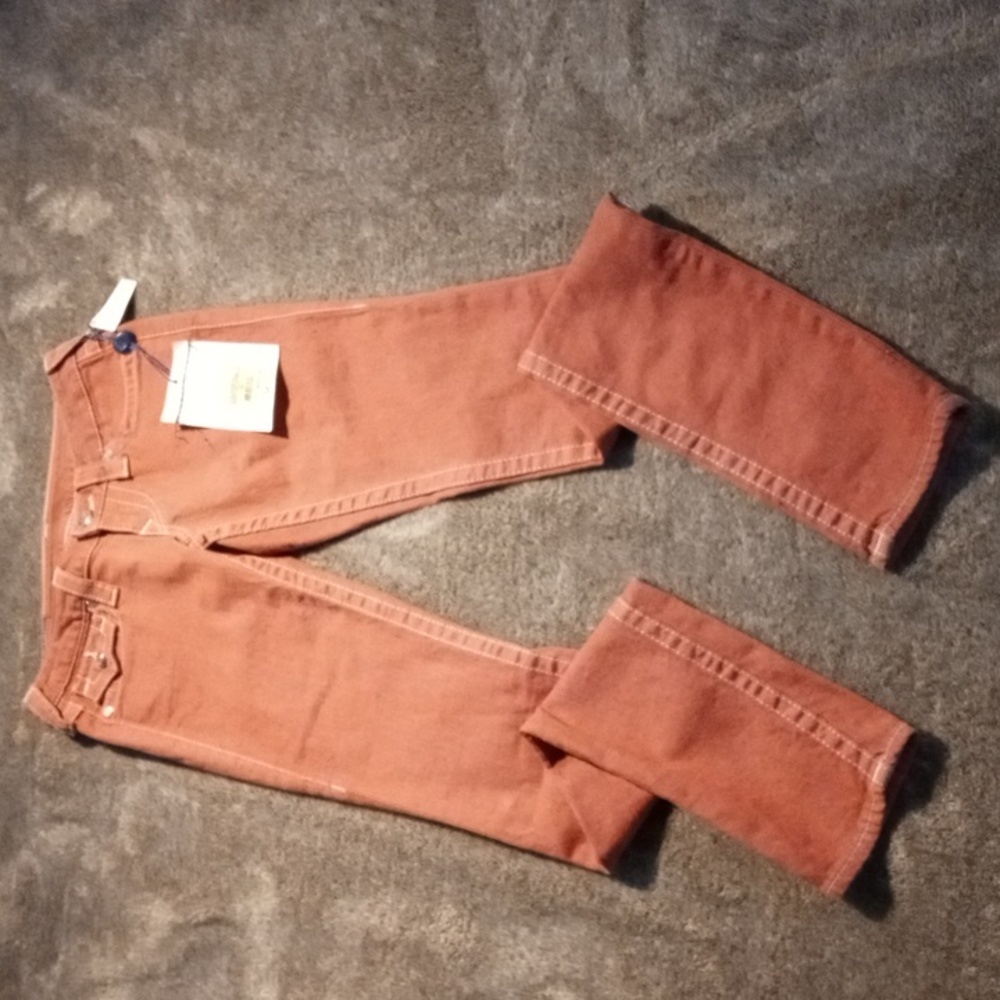 True Religion NWT brick red skinny jeans with Swarovski crystals